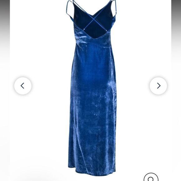 For Love And Lemons Maxi Dress Womens Sz M  Cobalt Blue Velvet Full Length Open - Picture 5 of 16